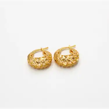 22 Ayar Tül Desenli Küpe