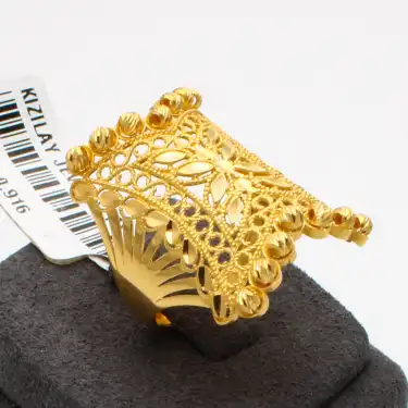 22 Ayar Tül Desenli Yüzük