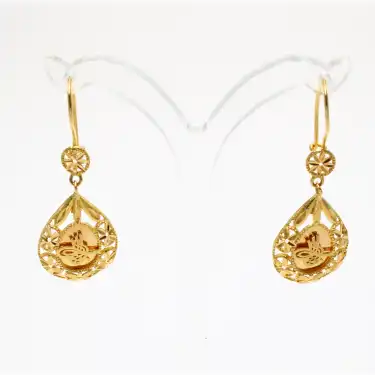 22 Ayar Tuðralı Desenli Küpe