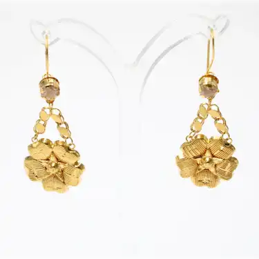 22 Ayar Yonca Desenli Sallama Küpe