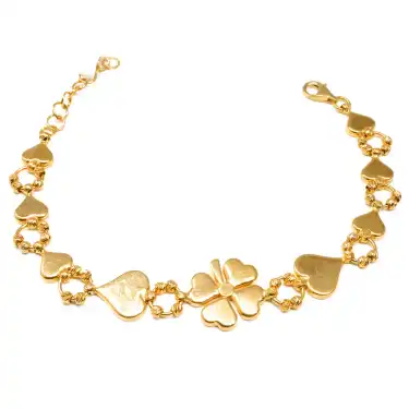 22 Ayar Yonca Kalp Bileklik