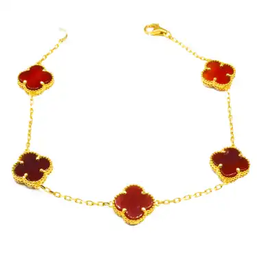 22 Ayar Yonca Kırmızı Bileklik