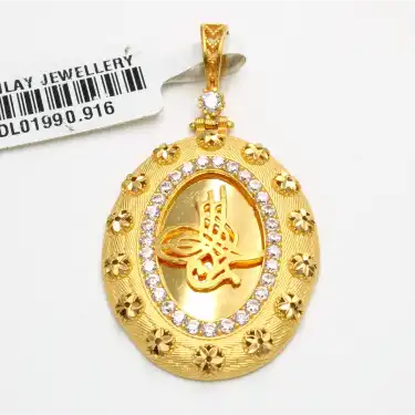 22 Ayar Yonca Taşlı Kolye Ucu