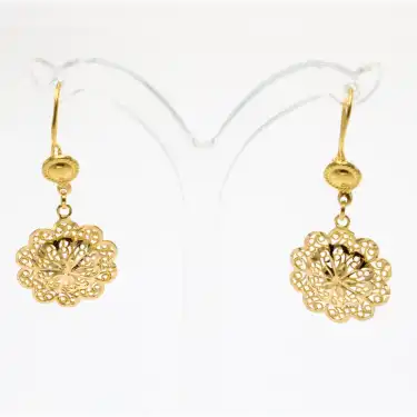 22 Ayar Yuvarlak Desenli Küpe