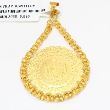 22 Ayar Zincir Tam Altın Kolye Ucu