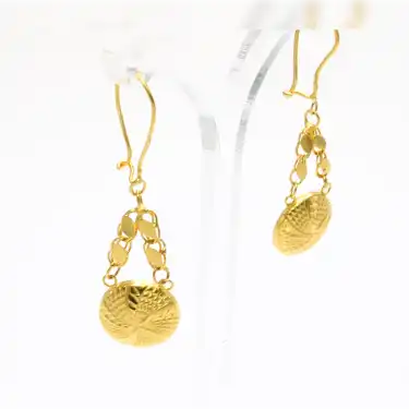 22 Ayar Zincirli Yuvarlak Küpe