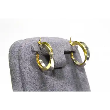 14 Ayar Altın Çift Renkli Halka Küpe KPE9557