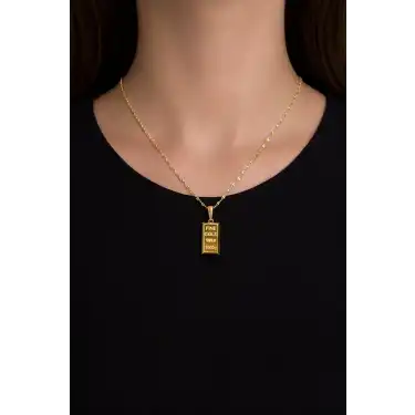 14 Ayar Altın Zincirli Külçe Kolye 2gr (GRAM)