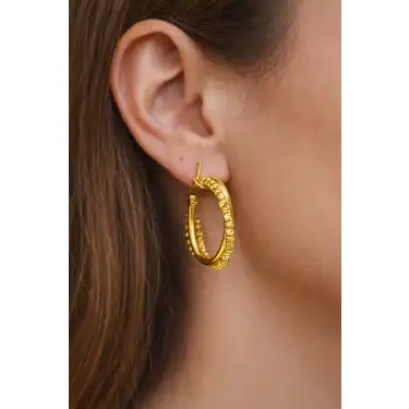 14 Ayar Altın Dorikalı Halka Küpe 3.24GR KPE9940