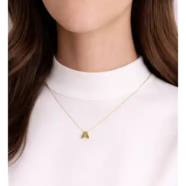 14 Ayar Altın A Harfi Kolye Zinciriyle Beraber