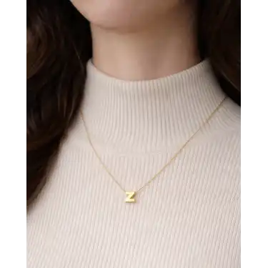 14 Ayar Altın Z Harfi Kolye Zinciriyle Beraber