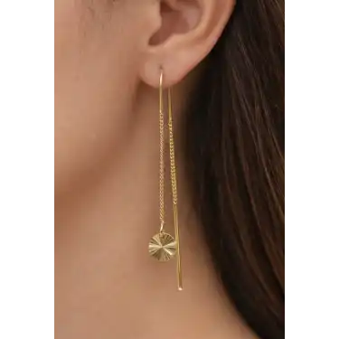 14 Ayar Altın Sallantılı Zincir Küpe KPE9991