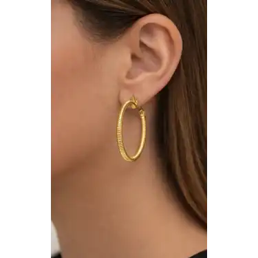 14 Ayar Altın Ajda Tırtıklı Küpe UME0178