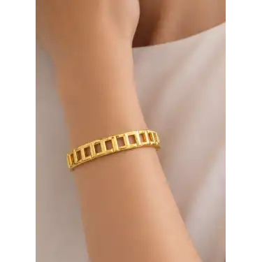 22 Ayar Altın Dikdörtgen T Model Kelepçe Bilezik 17.96 GR KLP2151