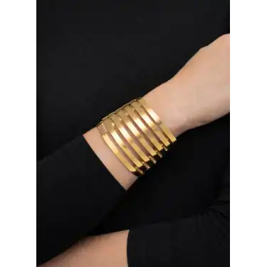 14 Ayar Altın 7 Sıralı Kaburga Kelepçe Bilezik 21.99 GR