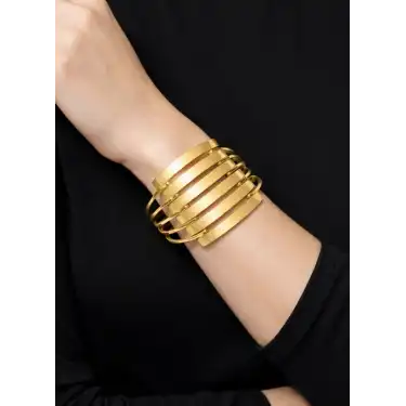 14 Ayar Altın 6 Sıralı Kaburga Kelepçe Bilezik 21.90 GR