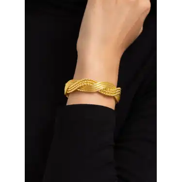 14 Ayar Altın Sarmal Dorikalı Hasır Kelepçe Bilezik 24.65 GR