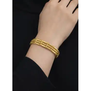 14 Ayar Altın 3 Sıralı Dorikalı Esnek Bileklik Kelepçe 14.23 GR