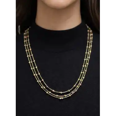 14 Ayar Altın Çok Renkli ( GOLD&SİLVER&ROSE ) Dorikalı Şık Kolye