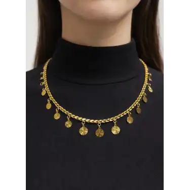 14 Ayar Altın Pullu Kolye