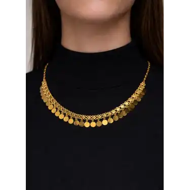 14 Ayar Altın Pullu Akıtma Kolye