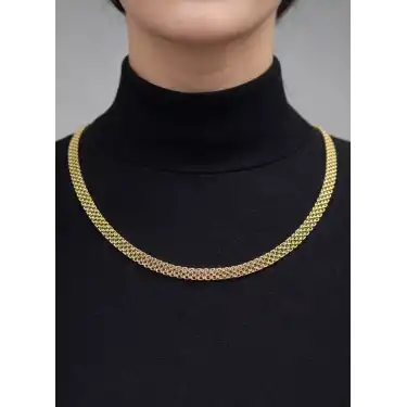 14 Ayar Altın İtalyan Model Dövme Hasır Kolye