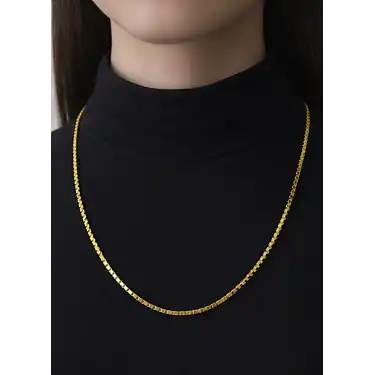 14 Ayar Altın Modern Pullu Zincir Modeli Kolye