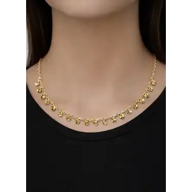 14 Ayar Gerçek Altın Pullu Kolye