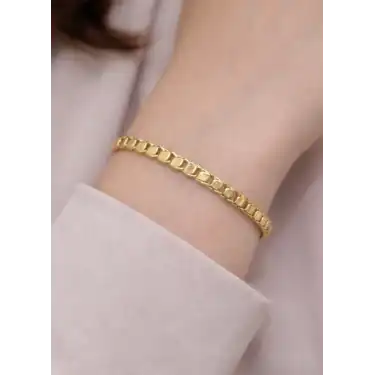 14 Ayar Altın Pullu Zincir Model Bileklik Künye