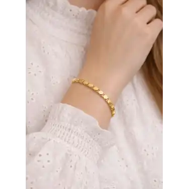 14 Ayar Altın Pullu Zincir Model Bileklik Künye