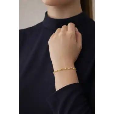 14 Ayar Altın Pullu Bileklik Künye