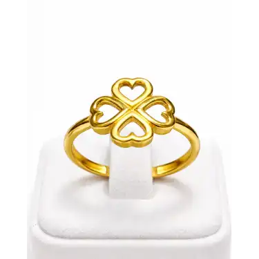 22 Ayar Altın Yüzük Taşlı Kalpli Yonca Modeli 2.47 GR EKL0002