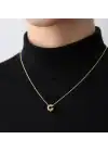 14 Ayar Altın Ç Harfi Kolye Zinciriyle Beraber