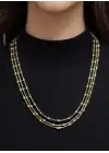 14 Ayar Altın Çok Renkli ( GOLD&SİLVER&ROSE ) Dorikalı Şık Kolye