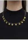 14 Ayar Altın Kalpli Pullu Kolye