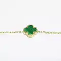 14 Ayar Altın 3 Yoncalı Yeşil Taşlı Bileklik