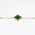 14 Ayar Altın 5 Yoncalı Yeşil Bileklik