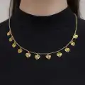 14 Ayar Altın Kalpli Pullu Kolye