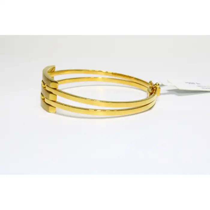 14 Ayar Altın 3 Sıralı Dorikalı Kaburga Kelepçe Bilezik 10.86 GR