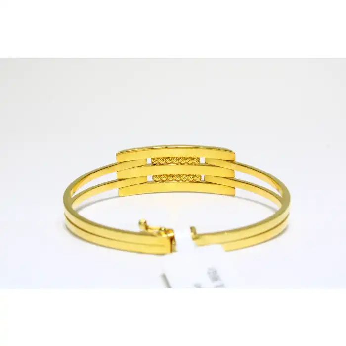 14 Ayar Altın 3 Sıralı Dorikalı Kaburga Kelepçe Bilezik 10.86 GR