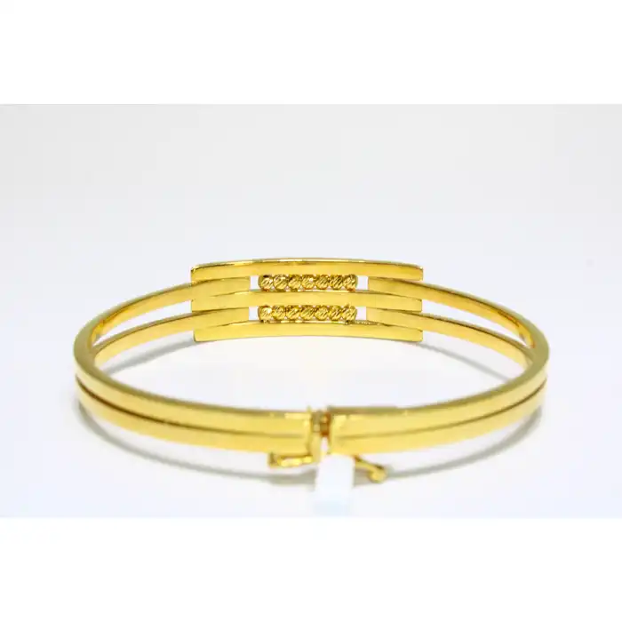 14 Ayar Altın 3 Sıralı Dorikalı Kaburga Kelepçe Bilezik 9.59 GR