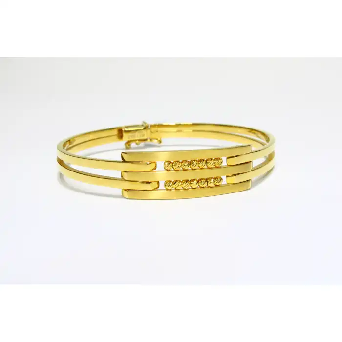 14 Ayar Altın 3 Sıralı Dorikalı Kaburga Kelepçe Bilezik 9.61 GR