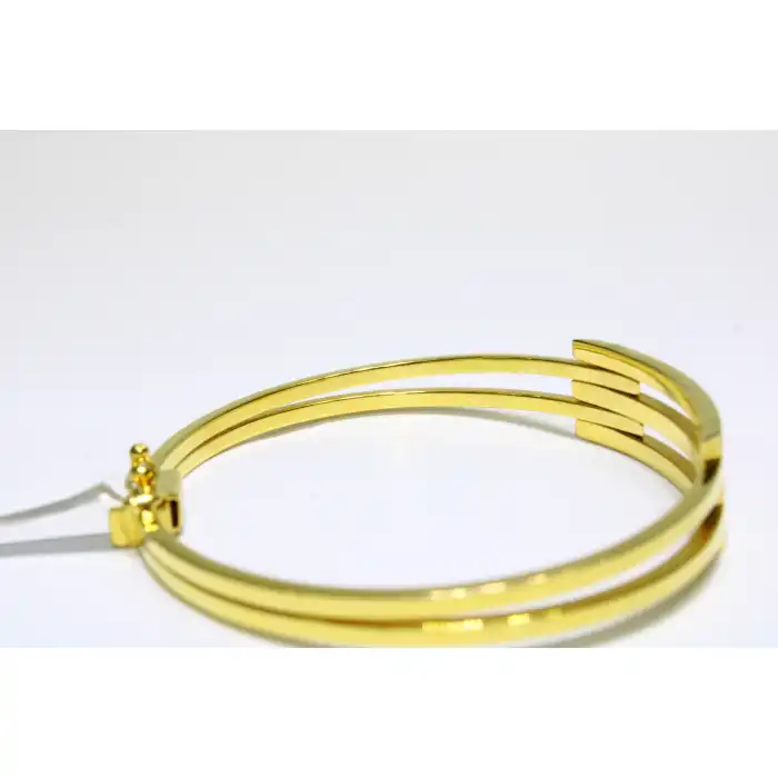 14 Ayar Altın 3 Sıralı Kaburga Kelepçe Bilezik 11.09 GR