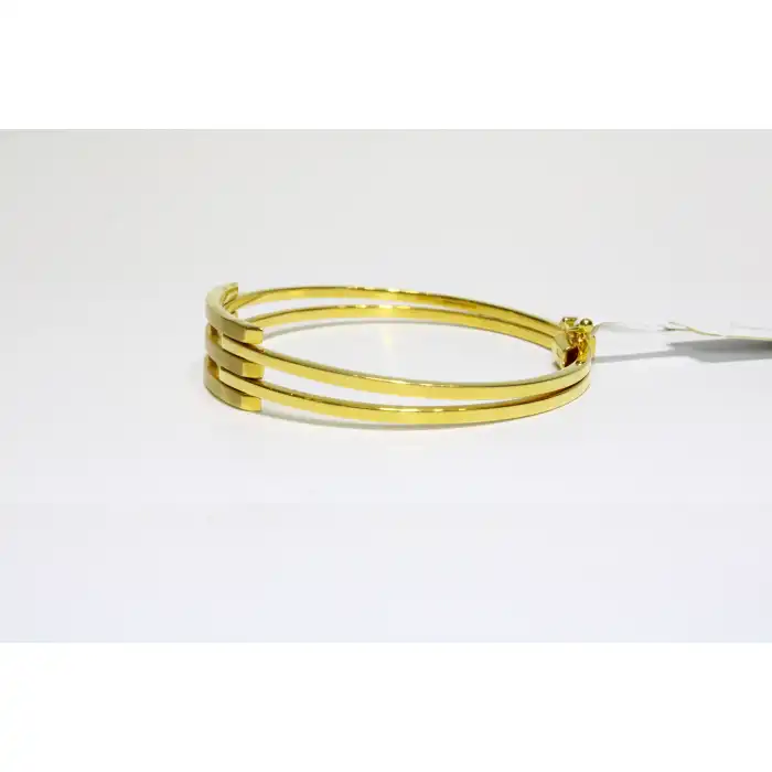 14 Ayar Altın 3 Sıralı Kaburga Kelepçe Bilezik 11.09 GR