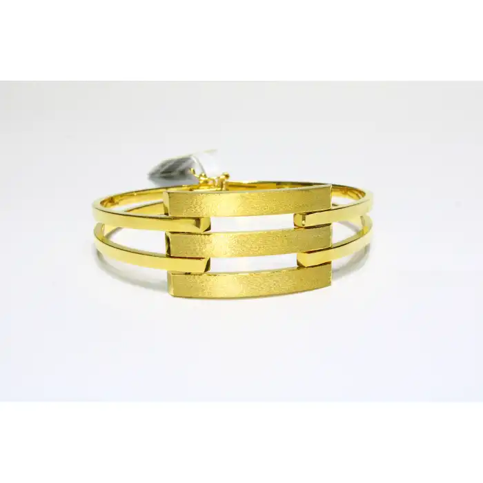 14 Ayar Altın 3 Sıralı Kaburga Kelepçe Bilezik 11.37 GR