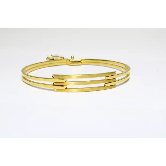 14 Ayar Altın 3 Sıralı Kaburga Kelepçe Bilezik 7.19 GR