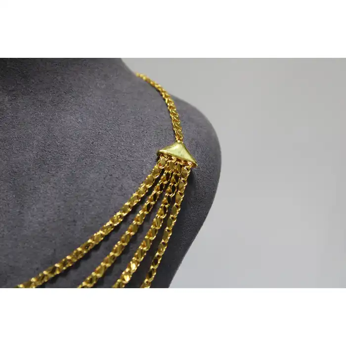 14 Ayar Altın 4 Sıra Pullu Kolye