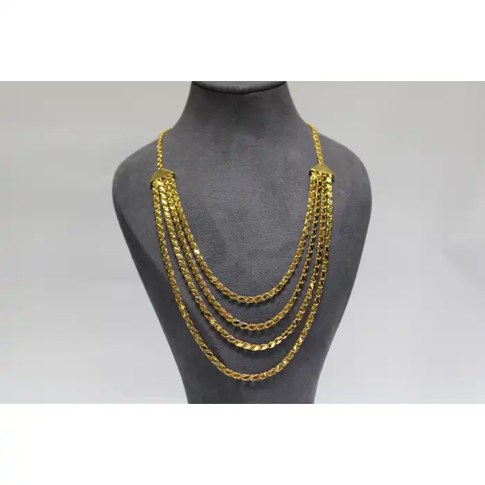 14 Ayar Altın 4 Sıra Pullu Kolye