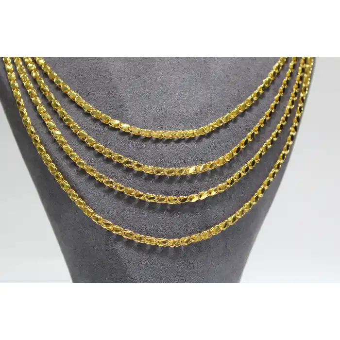 14 Ayar Altın 4 Sıra Pullu Kolye