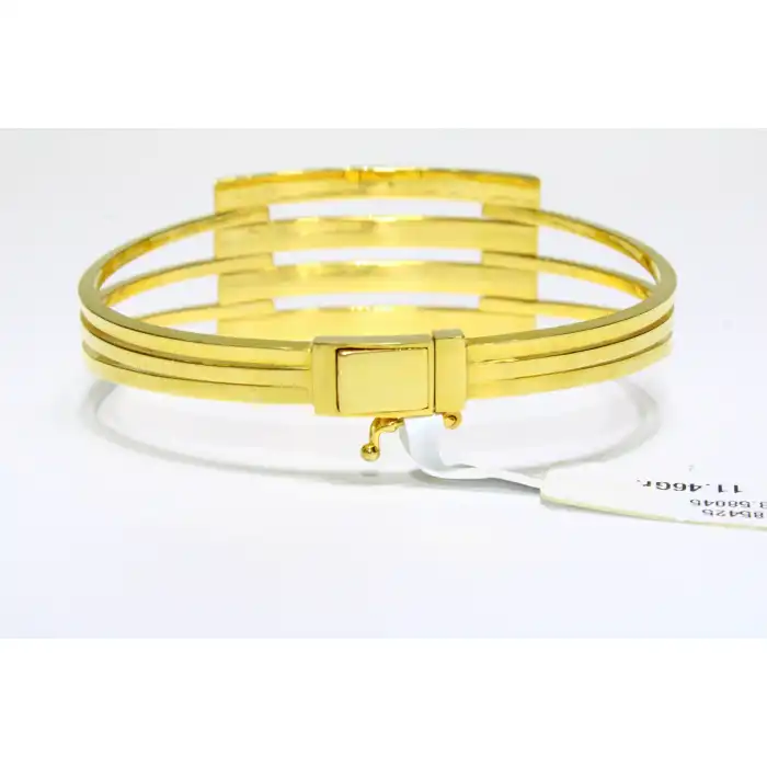 14 Ayar Altın 4 Sıralı Kaburga Kelepçe Bilezik 11.46 GR